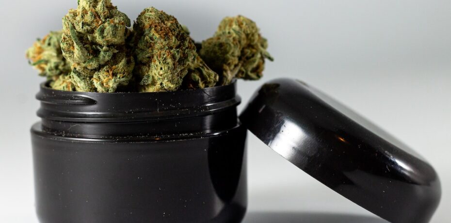 medical marijuana in glass container