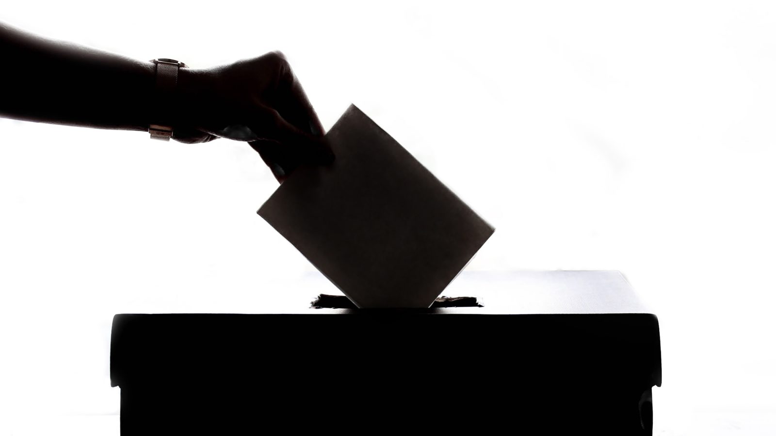 A hand placing a vote into a box