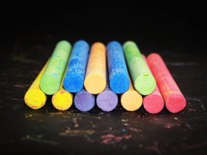 Coloured chalk representing Ontario teachers seeking safety measures as schools reopen