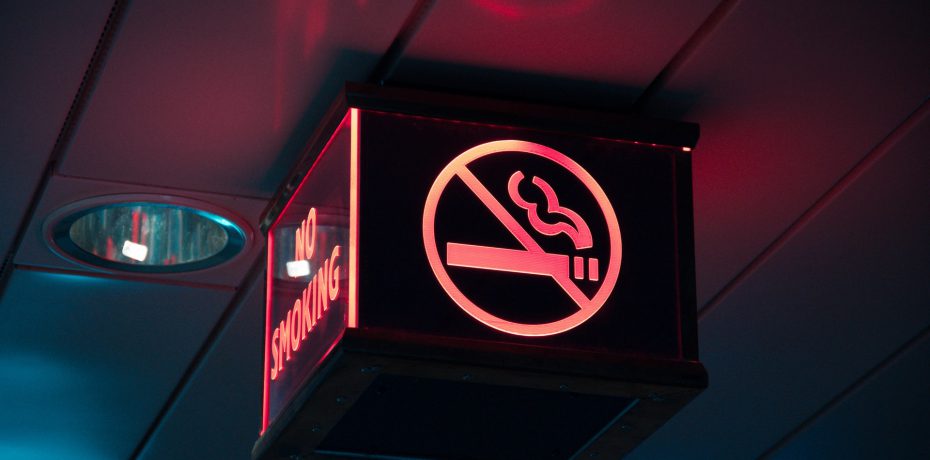 A no smoking sign representing someone who was terminated for using a vape product at work